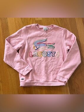 Lacoste Pink Kids Sweatshirt with Multicolor Crocodile Logo